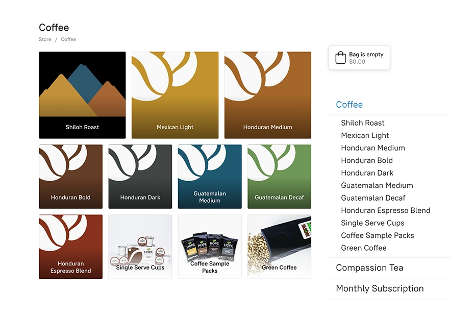 HOPE Coffee online store image.